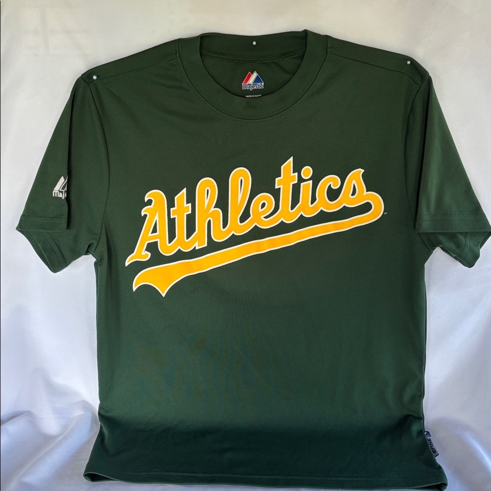 Slightly Worn Majesty Athletics YMCA Baseball Jersey Dark Green/Yellow - Medium - Picture 3 of 12